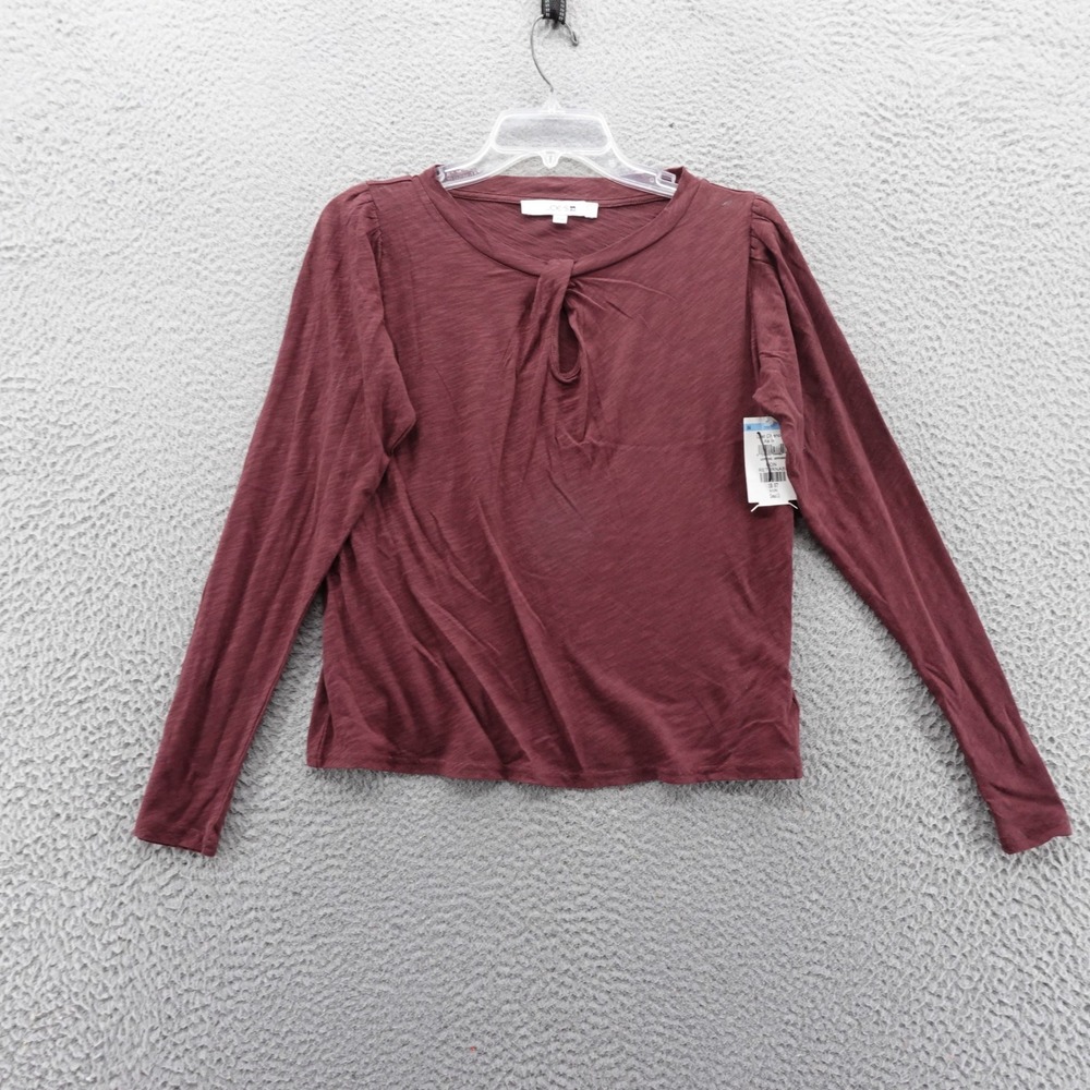 Joes Jeans Womens Burgundy Twist Neck Long Sleeve Keyhole Top Size‎ Small NEW
